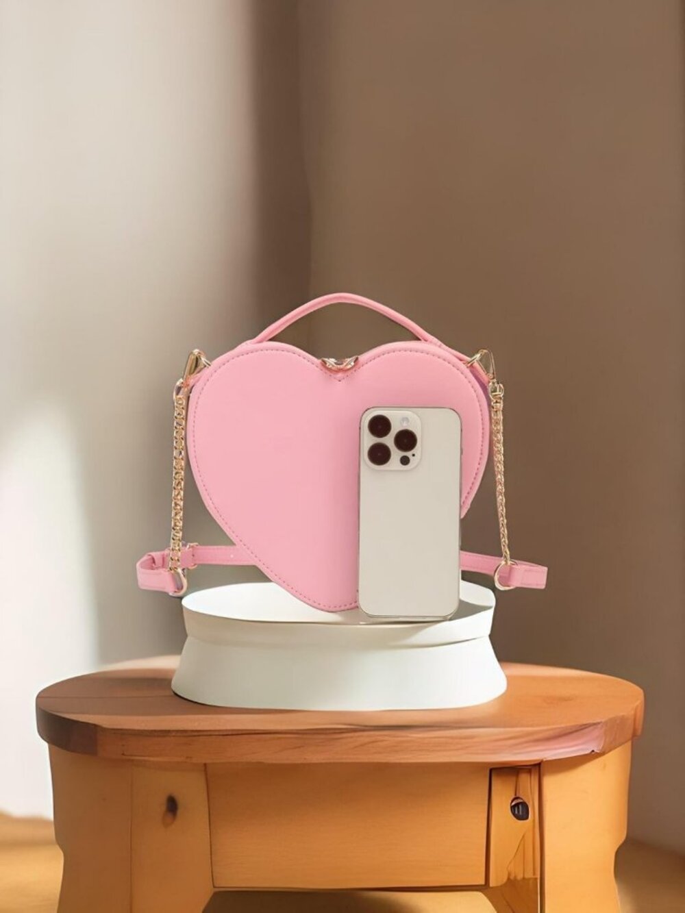 Heart Shape Crossbody Purse - Cute Valentine's Gift Handbag, Zip-Around Shoulder - Picture 6 of 7